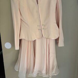 Rimini Vintage Blush Pink Silk Skirt Suit Set | Size 12 | Made in Korea